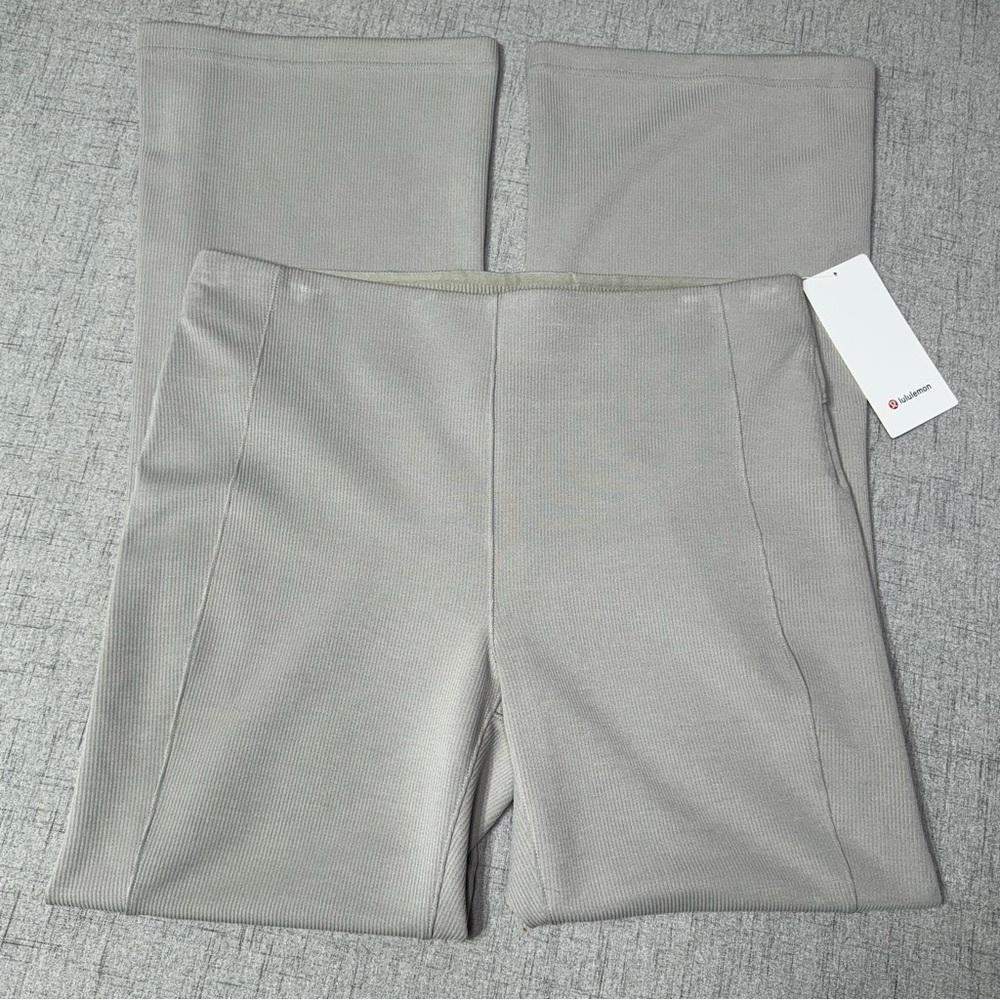 Lululemon Brushed Softstreme Ribbed Zip Flared Athletic Pants Riverstone 14 NWT - Picture 8 of 11